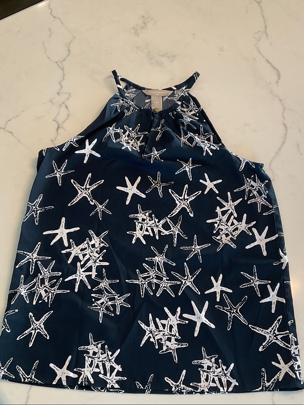 Banana Republic Navy and White Starfish Halter One-Piece Bodysuit